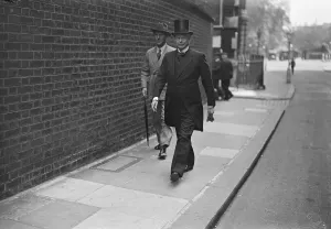 Anglo Soviet relations discussed by the cabinet. Sir William Joynson Hicks arriving