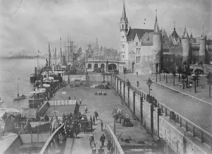 Boats Prints: Antwerp in Belgium The Steen 30 April 1920
