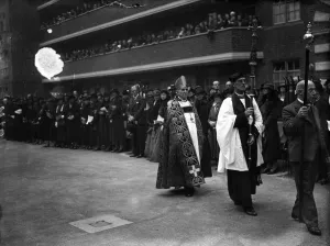 Adult Prints: The Archbishop of Canterbury in procession at the opening of the new block of flats