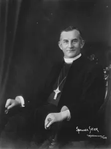 Archbishop of Melbourne on his way to England for a 10 months holiday. The Archbishop