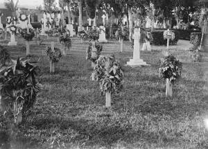Armistice Day in Cairo. Unveiling the cross of sacrifice at British protestant cemetery