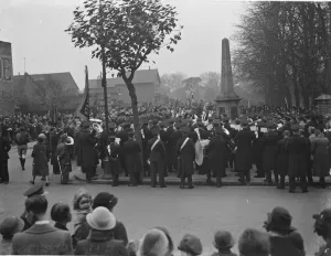 Band Prints: Armistice memorial service in Bexleyheath, Kent. The Reverend Canon Mallison