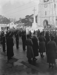 Wreath Prints: Armistice Memorial Service in Eltham, Kent. The placing of the wreaths