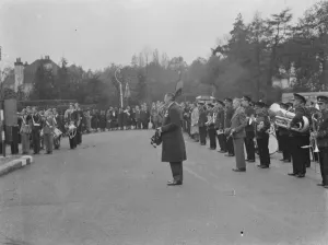 Armistice Memorial Service in Orpington, Kent. Captain W O H Joynson laying
