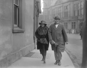 Armstrong trial at Hereford. Mr Oswald Martin and Mrs Martin arriving. 5 April 1922