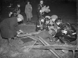 Pretend Prints: ARP ( air raid precaution ) demonstration at Horton Kirby, Kent. Rescue work
