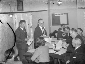 Preparation Prints: The ARP ( Air Raid Precautions ) headquarters in Dartford, Kent. Captain Spencer