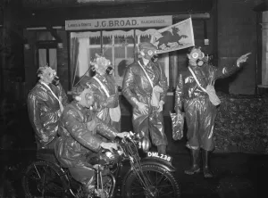 Gas Mask Prints: ARP ( Air Raid Precautions ) night demonstration in Sidcup, Kent. 1939