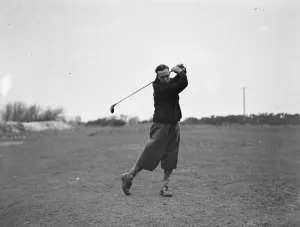 Adult Prints: Arsenal Football Club at Brighton. Joe Hulme, the outside right, on the Dyke golf links