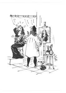 Prints of Artist - portrait painter - Leonardo Da Vinci the mona lisa Cartoons By Sax Prints: Artist - portrait painter - Leonardo Da Vinci the mona lisa