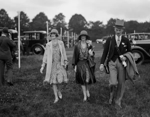Fur Coat Prints: Ascot Miss Angela, Mrs and Major Larnach Nevill 1931