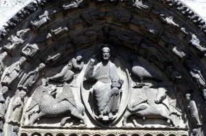 Esoterica Prints: Ast. Sites Chartres The tympanum of the Royal portal with the four zodiacal symbols
