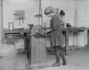 Atalanta works, Loughborough, run by women at the forge 6 February 1921