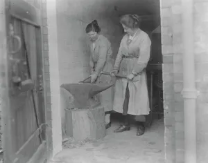 Atalanta works, Loughborough, run by women at the forge 6 February 1921