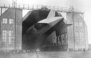 Atlantic Zepplin encounters storm on trial flight The dirigible built by Germany