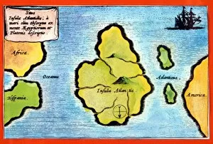 Paranormal Collection: ATLANTIS Map according to the polymath Athansius Kircher ( 1602 - 1680 ) who based