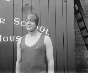 Attempt on long distance swim record Starting from Putney, N L Derham attempted