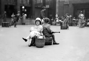 Sitting Prints: August Bank Holiday scenes-Waterloo Station - Waiting while daddy gets the tickets