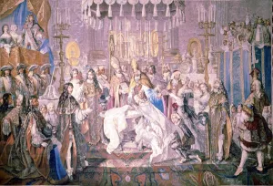 People Prints: Baptism of the Dauphin detail from a Gobelins tapestry after Charles Le Brun (1619-1690)