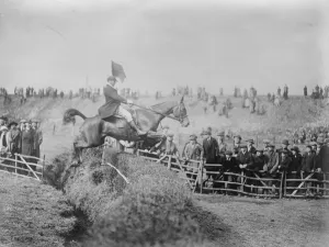 Eden Valley Social Media Collaboration Prints: Bar Point to Point Races at Edenbridge Judge Farrant on his horse Thornton Le Moor taking the last fence before winning