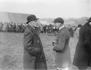 Bar point to point races at Northaw. Mr Justice Darling chatting with Mr R Roper Reeve
