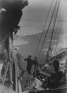 Battleship as ice breaker. Over 40 ships freed in the frozen Baltic Sea. Owing