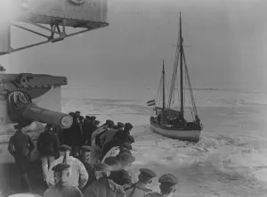 Battleship as ice breaker. Over 40 ships freed in the frozen Baltic Sea. Owing