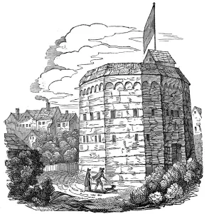 Town Prints: The Bear Garden in Southwark, A. D 1574. From the long print of London by Vischer