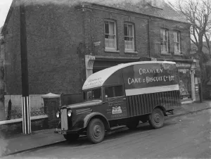 Delivery Prints: A Bedford van from the Crawley Cake and Biscuit Co Ltd from Crawley, Sussex, parked