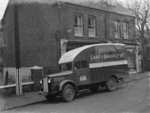 Lorry Collection: A Bedford van from the Crawley Cake and Biscuit Co Ltd from Crawley, Sussex, parked