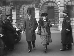 Belgian and Flemish art exhibition at Royal Academy. Lord and Lady Ullswater leaving