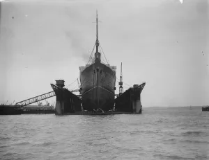 The Berengaria in dry dock at Southampton. 26 January 1927