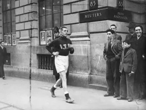Bert Couzens starts round Britain walk. Burt Couzens, holder of many long, long
