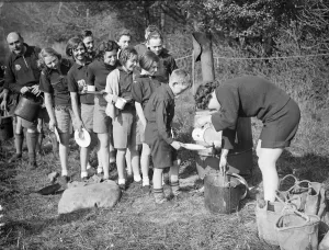 Best task of the day. Order of woodcraft chivalry members in Sussex, Easter Camp