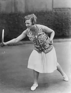 Betty in America. Miss Betty Nuthall photographed getting a little practice at Forest Hills