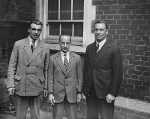 A big three for Australia, Leslie Ames, Tich Freeman and Jack Hobbs. 31 July 1928