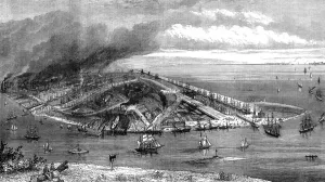 Aerial View Prints: Bird s-eye view of Barrow-in-Furness, North Lancashire, England 25 May 1872