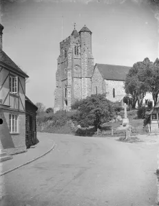 The Birling church and Smithy near Meopham, Kent. 1939