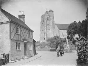 The Birling church and Smithy near Meopham, Kent. 1939