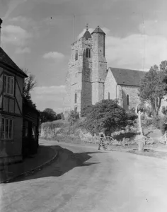 The Birling church and Smithy near Meopham, Kent. 1939