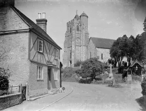 The Birling church and Smithy near Meopham, Kent. 1939