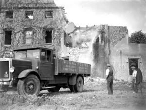 Blendon Hall demolished with lorry in Bexley, Kent. 1934