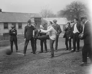 Disabled Prints: Blind man at St Dunstans playing football 20 March 1920