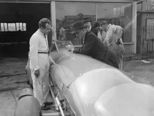 Bluebird out at Brooklands. Sir Malcolm Campbells famous car Bluebird made its