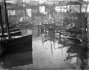 Town Prints: Boats in Mousehole Harbour, Cornwall. 1929