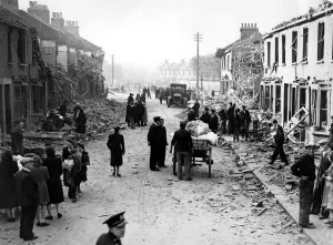 1940s Prints: Bomb damage. The scene in a street in East Ham, East London, typical of so many