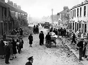 Street Collection: Bomb damage. The scene in a street in East Ham, East London, typical of so many
