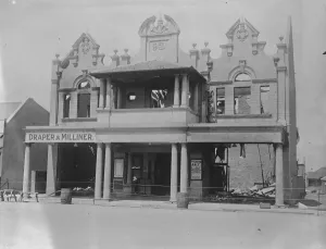 The bombed Trades Hall. The Trades Hall, Benoni, used by the Rand Rebels as their