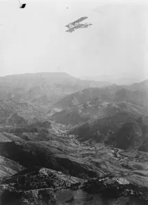 Bombing Abd El Krims headquarters from the air in Morocco. One of the bombing