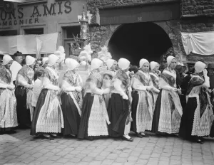 Boulogne France, Blessing the nets and the procession of our lady. Fisher wives